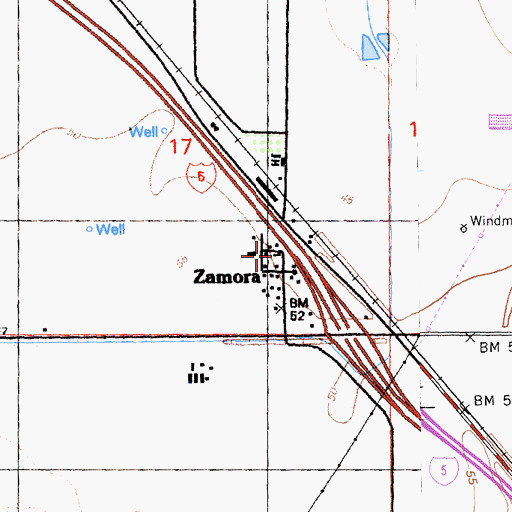 Topographic Map of Zamora Fire Protection District, CA