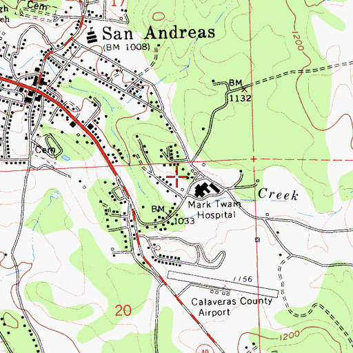 Topographic Map of Department of Forestry and Fire Protection San Andreas Station, CA