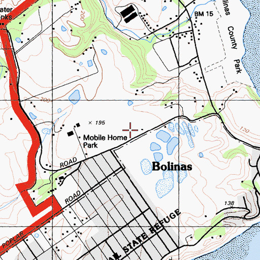 Topographic Map of Bolinas Fire Protection District, CA