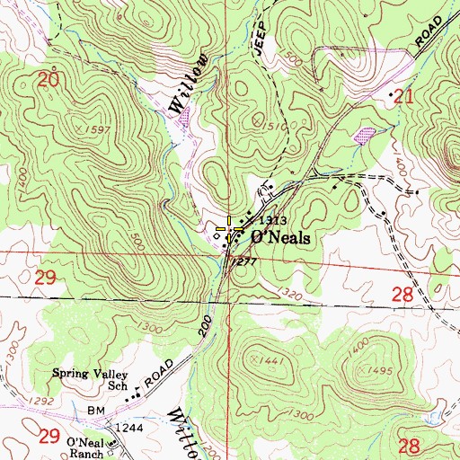 Topographic Map of Madera County Fire Department Station 17 O'Neals Volunteer Fire Department, CA
