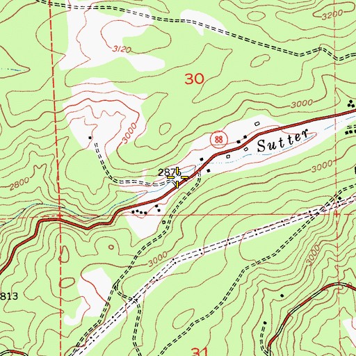 Topographic Map of Amador Fire Protection District Station 112, CA