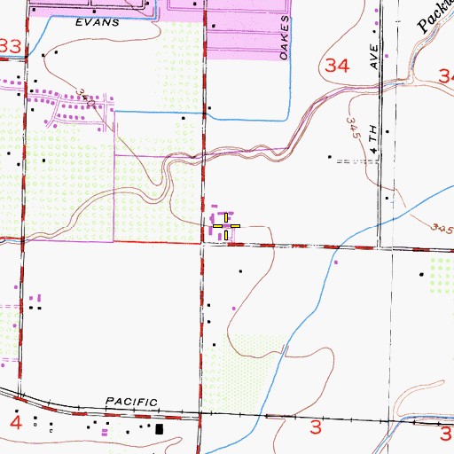 Topographic Map of Tulare County Fire Department Battalion 1 Visalia Fire Station 1, CA