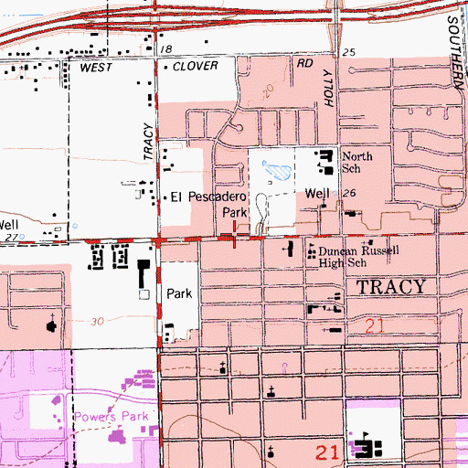 Topographic Map of Tracy Fire Department Station 96, CA