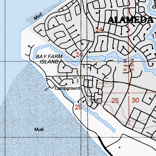 Topographic Map of Alameda City Fire Department Station 4, CA