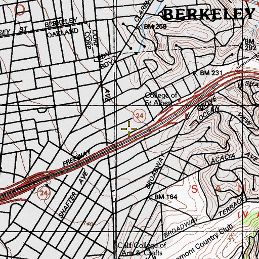 Topographic Map of Oakland Fire Department Station 19, CA