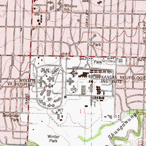 Topographic Map of Kansas Neurological Institute Cottonwood Lodge, KS