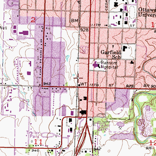 Topographic Map of Franklin County Health Department, KS