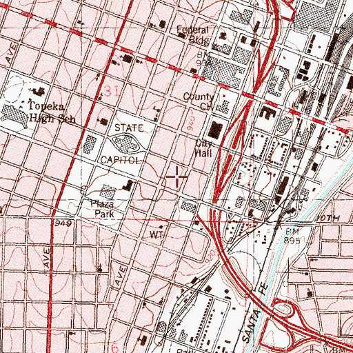Topographic Map of Coronado Parking Garage, KS