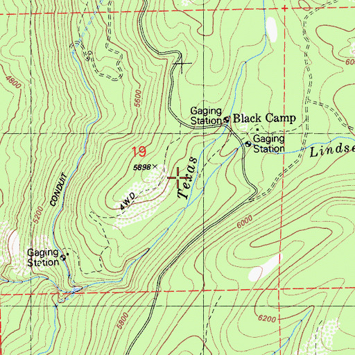 Topographic Map of Lindsey Creek, CA