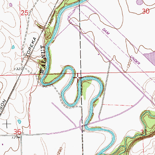 Topographic Map of El Dorado State Park Walnut River Camping Area, KS