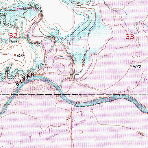 Topographic Map of Webster State Park Marina Point Campground, KS