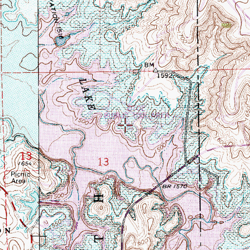 Topographic Map of Wilson State Park Coneflower Campground, KS