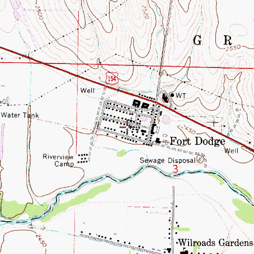 Topographic Map of Fort Dodge Museum, KS