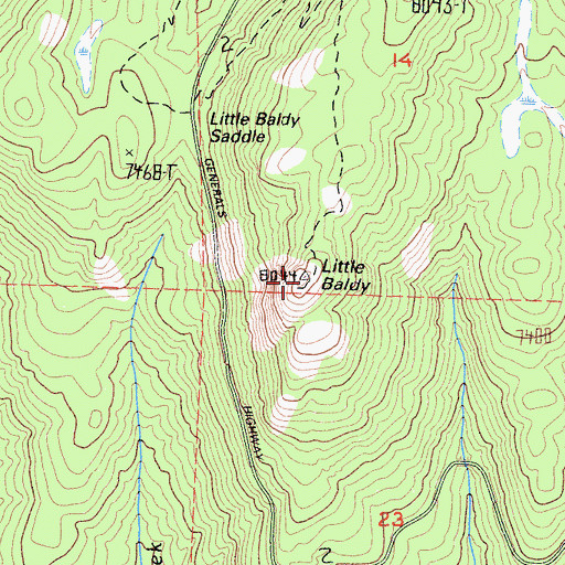 Topographic Map of Little Baldy, CA
