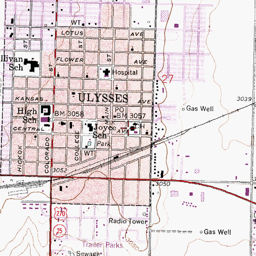 Topographic Map of Grant County Courthouse, KS