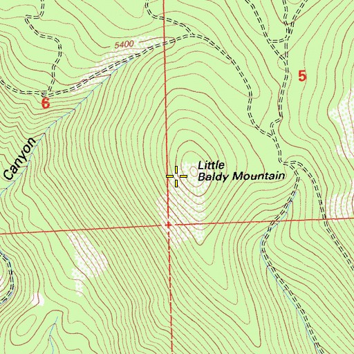 Topographic Map of Little Baldy Mountain, CA