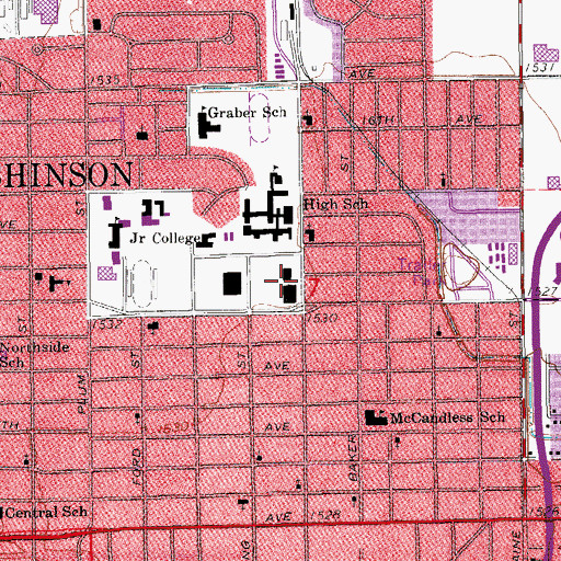 Topographic Map of Kansas National Guard Armory Hutchinson, KS