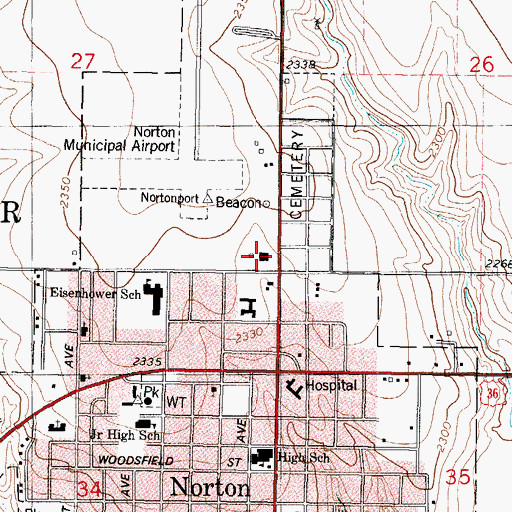 Topographic Map of Kansas National Guard Armory Norton, KS