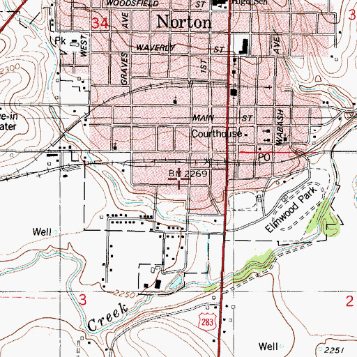 Topographic Map of Kansas Department of Transportation District Three Office, KS