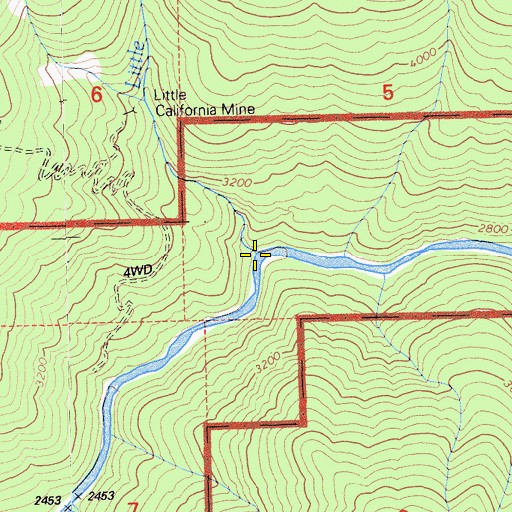 Topographic Map of Little Bear Creek, CA