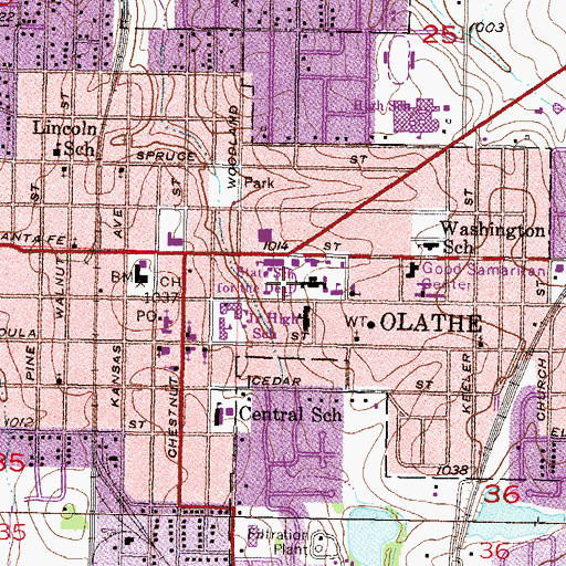 Topographic Map of The Kansas State School for the Deaf Philip A Emery Elementary Center, KS