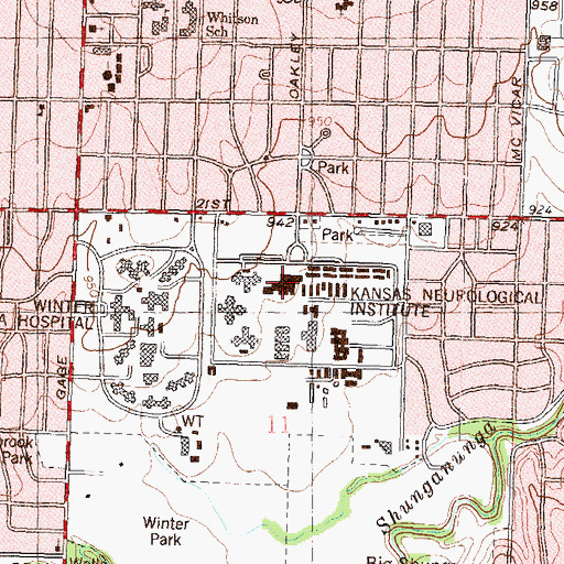 Topographic Map of Kansas Neurological Institute Wheatland Rehabilitation Center, KS