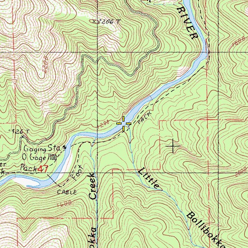 Topographic Map of Little Bollibokka Creek, CA