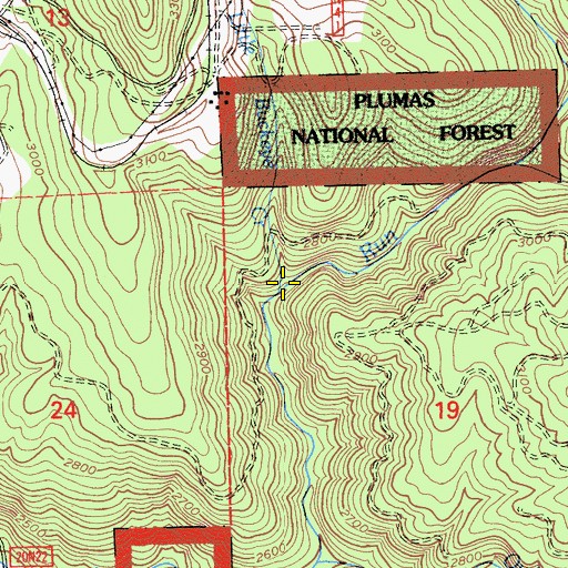 Topographic Map of Little Buckeye Creek, CA