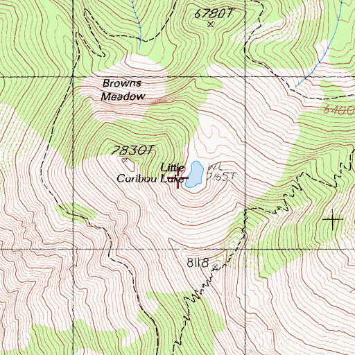Topographic Map of Little Caribou Lake, CA