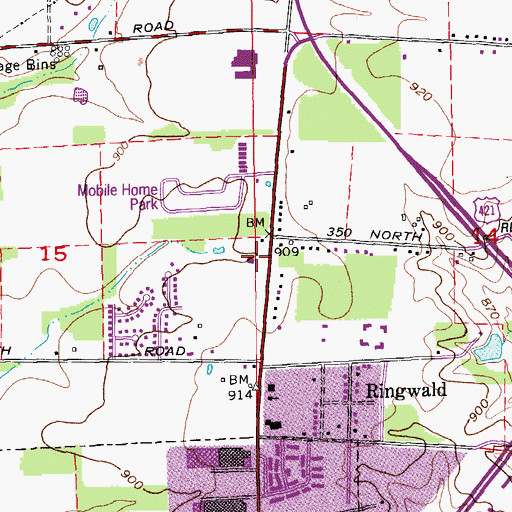 Topographic Map of Madison Township Volunteer Fire Department, IN