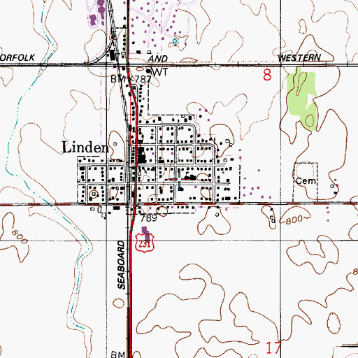Topographic Map of Linden - Madison Township Volunteer Fire Department, IN