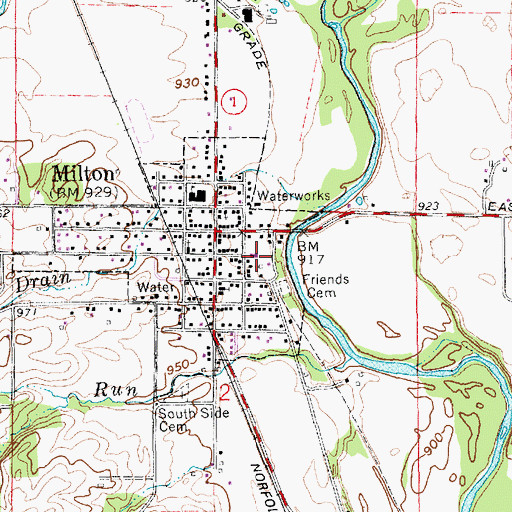 Topographic Map of Milton Washington Township Fire Department, IN