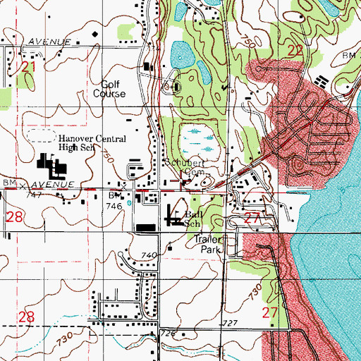Topographic Map of Cedar Lake Volunteer Fire Department, IN