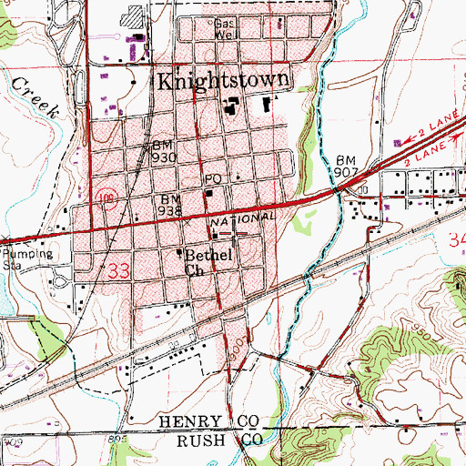 Topographic Map of Knightstown Fire Department, IN