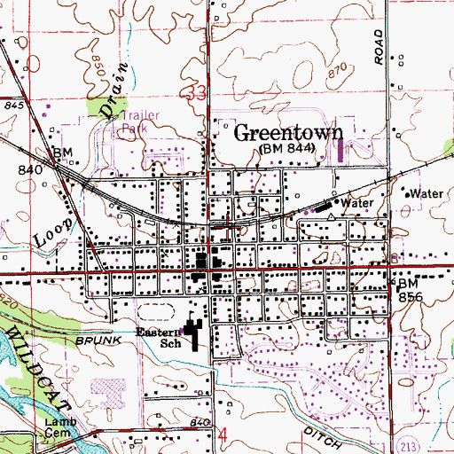 Topographic Map of Greentown Volunteer Fire Company, IN