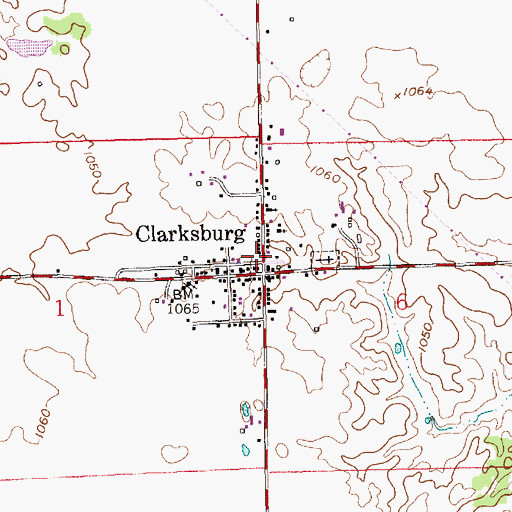 Topographic Map of Clarksburg Community Volunteer Fire Department, IN