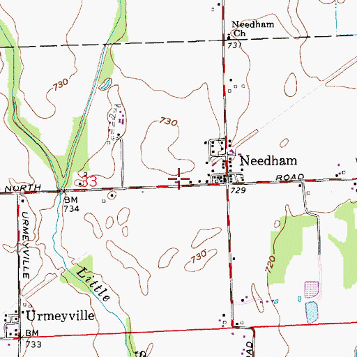 Topographic Map of Needham Community Volunteer Fire Department, IN