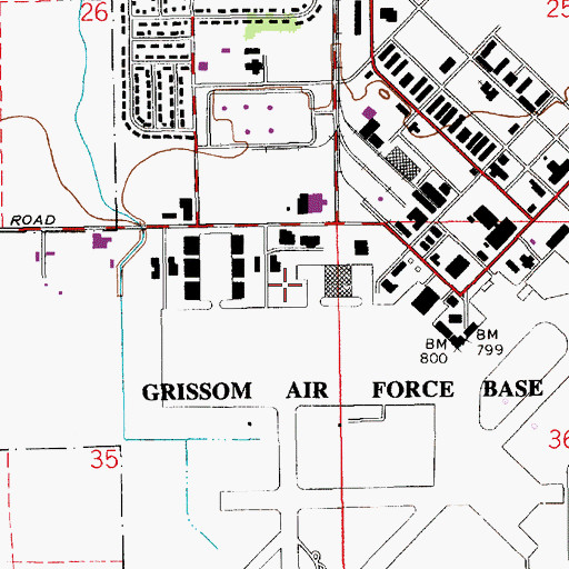 Topographic Map of Grissom Air Reserve Base Fire Department, IN
