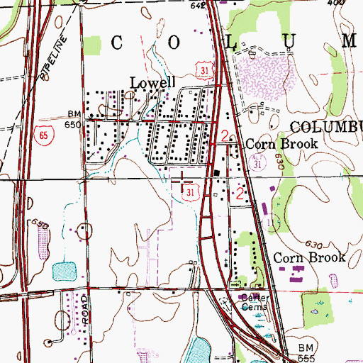 Topographic Map of Columbus Township Fire and Rescue - Station 222, IN