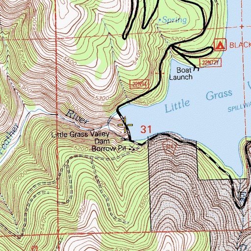 Topographic Map of Little Grass Valley, CA