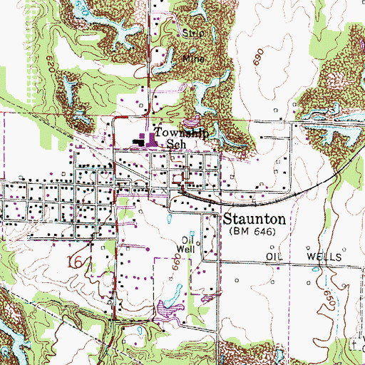 Topographic Map of Posey Township Clay County Volunteer Fire Department, IN