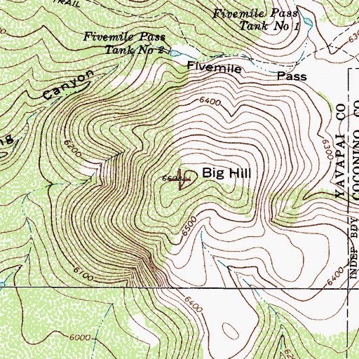 Topographic Map of Big Hill, AZ