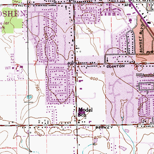 Topographic Map of Elkhart Township Fire Department Station 3, IN