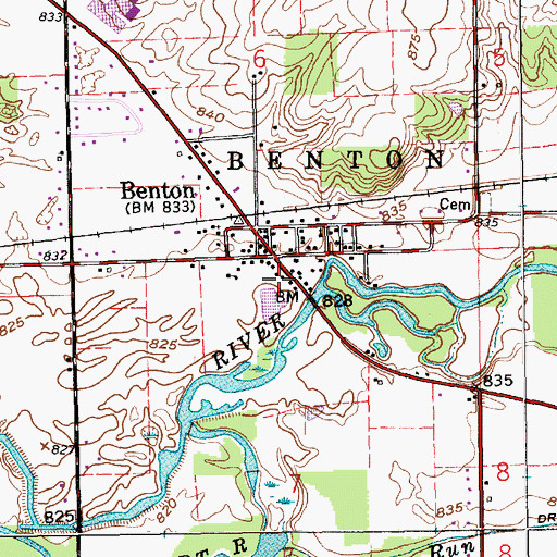 Topographic Map of Benton Township Fire Department, IN