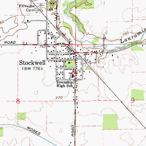 Topographic Map of Lauramie Township Fire Department, IN