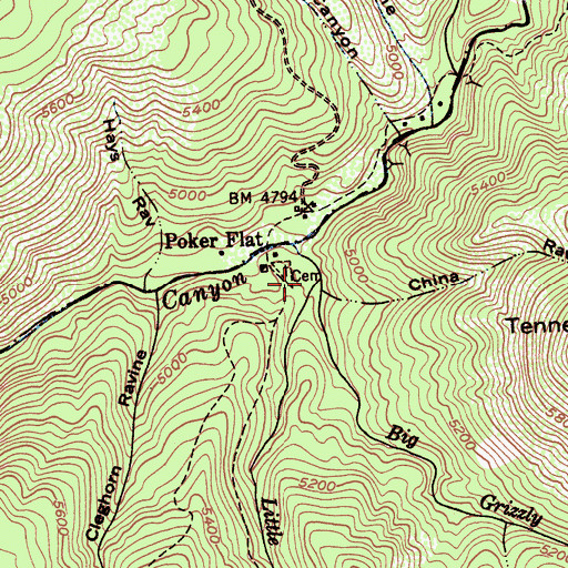 Topographic Map of Little Grizzly Creek, CA