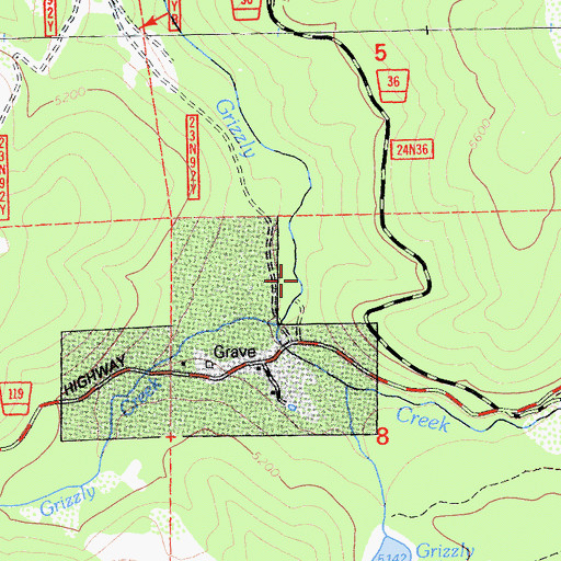 Topographic Map of Little Grizzly Creek, CA