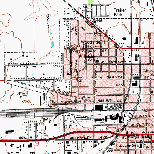 Topographic Map of Frankfort Fire Department Station 3, IN