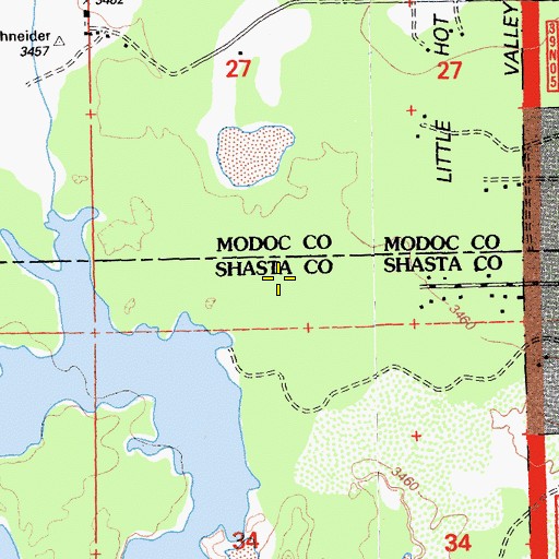 Topographic Map of Little Hot Spring Valley, CA