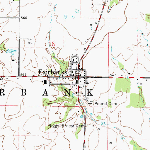 Topographic Map of Fairbanks Volunteer Fire Rescue, IN
